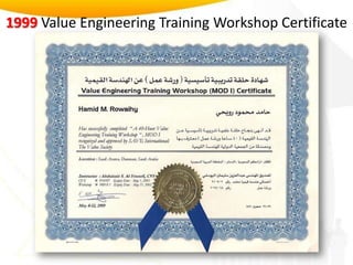 1999Value Engineering Training Workshop Certificate