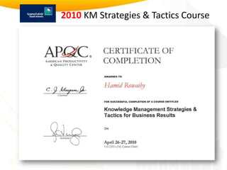 2010 KM Strategies & Tactics Course