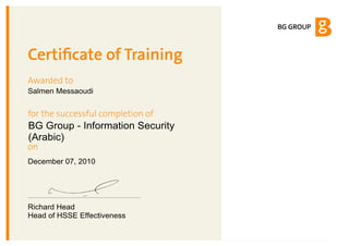 Certificate Security Information