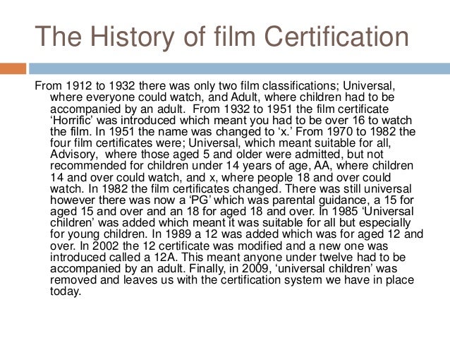 Certificates in film