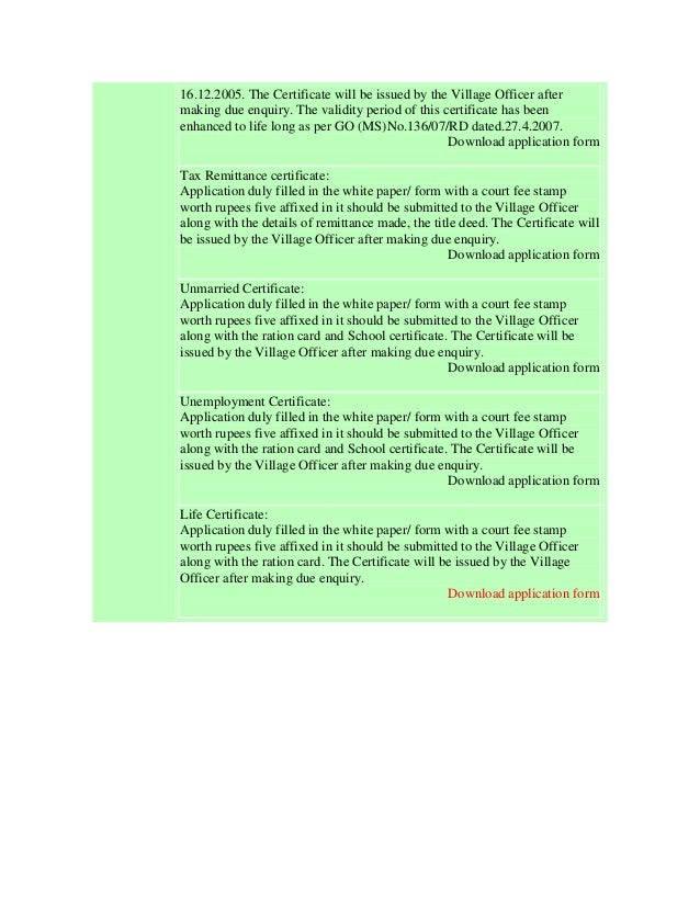 Caste Certificate Income Location Possession