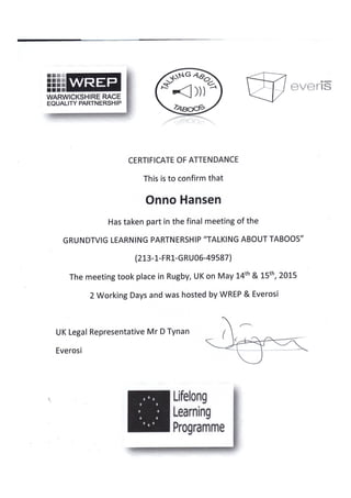 Certificates rugby tat