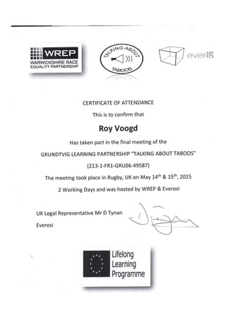 Certificates rugby tat