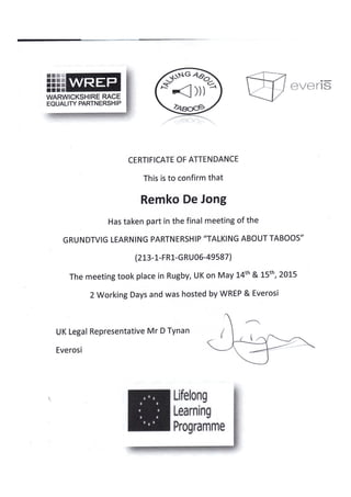 Certificates rugby tat