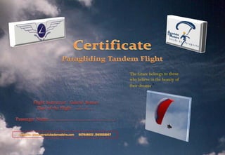 Certificate tandem flight