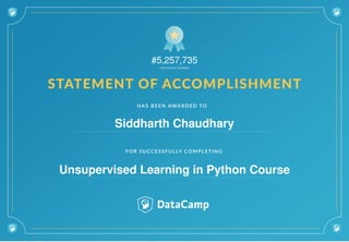 #5,257,735
Siddharth Chaudhary
Unsupervised Learning in Python Course
 