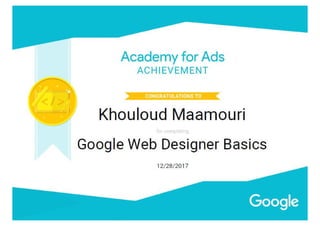 Certification - Google Web Designer Basics | PPT