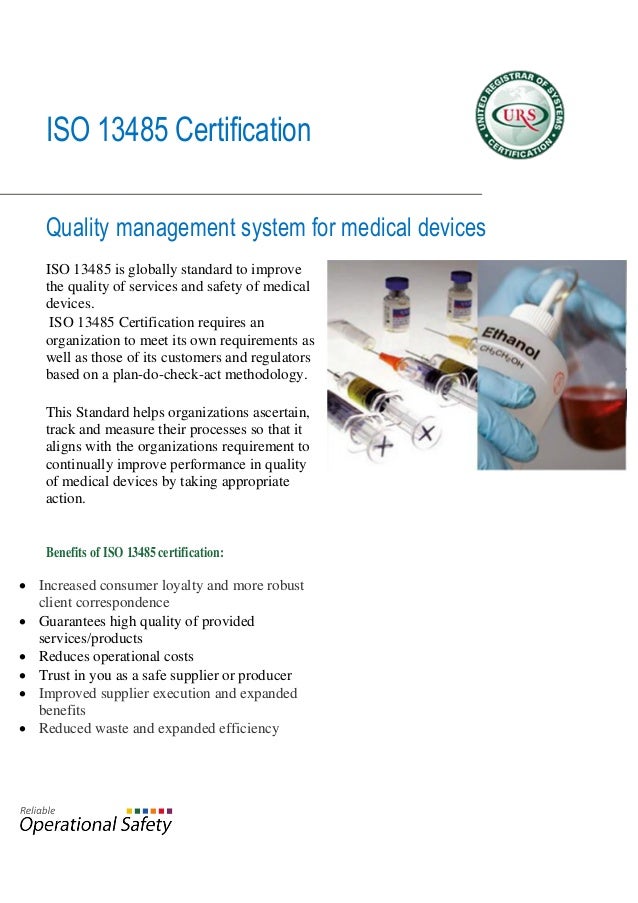 Certification to ISO 13485
