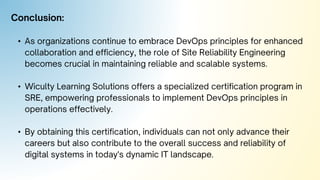Certification in Site Reliability Engineering (SRE) Applying DevOps ...