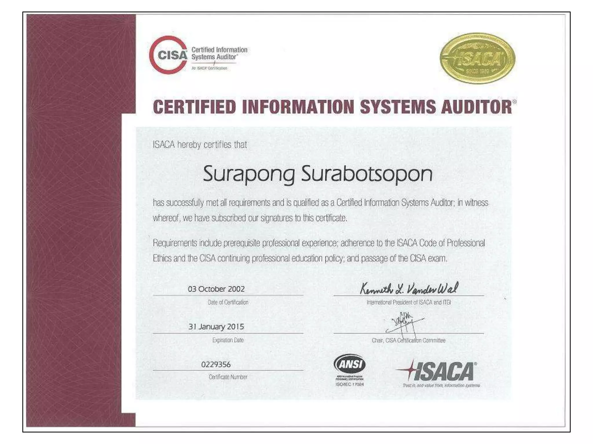 Professtional Certifications