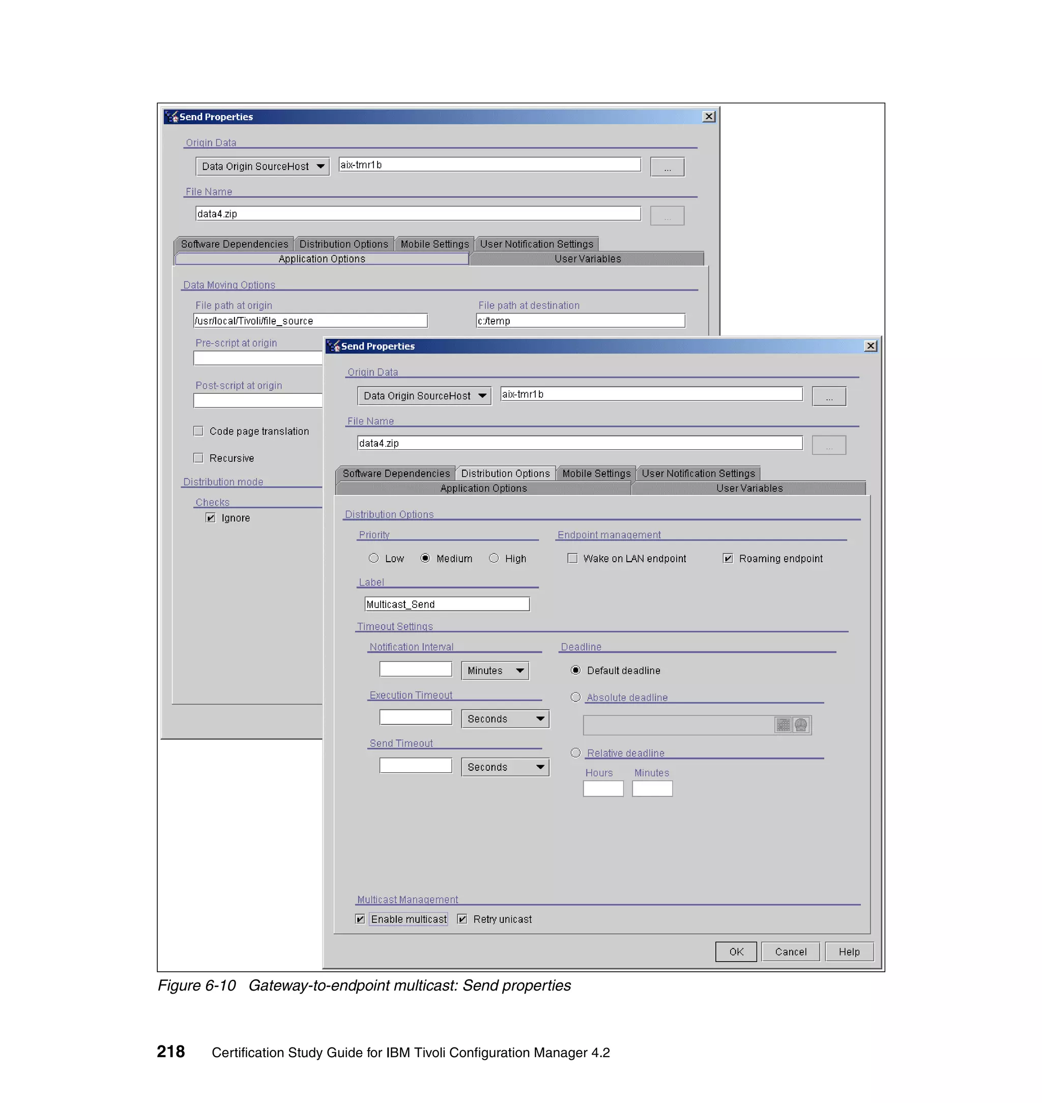 Figure 6-10 Gateway-to-endpoint multicast: Send properties



218    Certification Study Guide for IBM Tivoli Configuration Manager 4.2
 