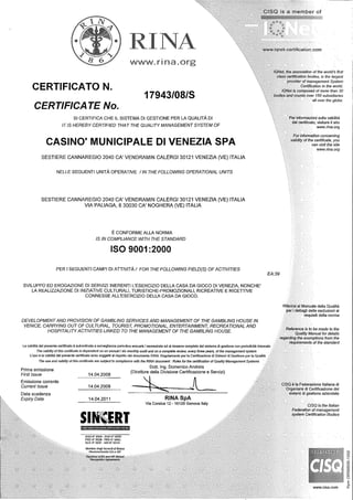 Casinó di Venezia: Certificato Rina