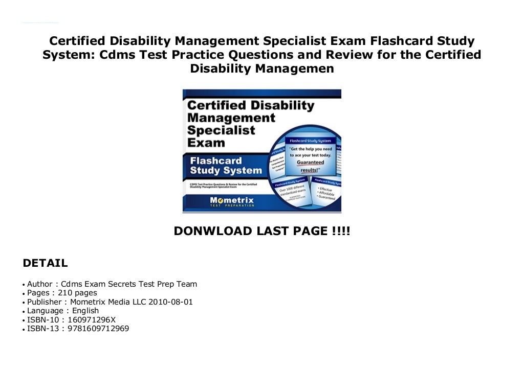 Certified Disability Management Specialist Exam Flashcard Study System