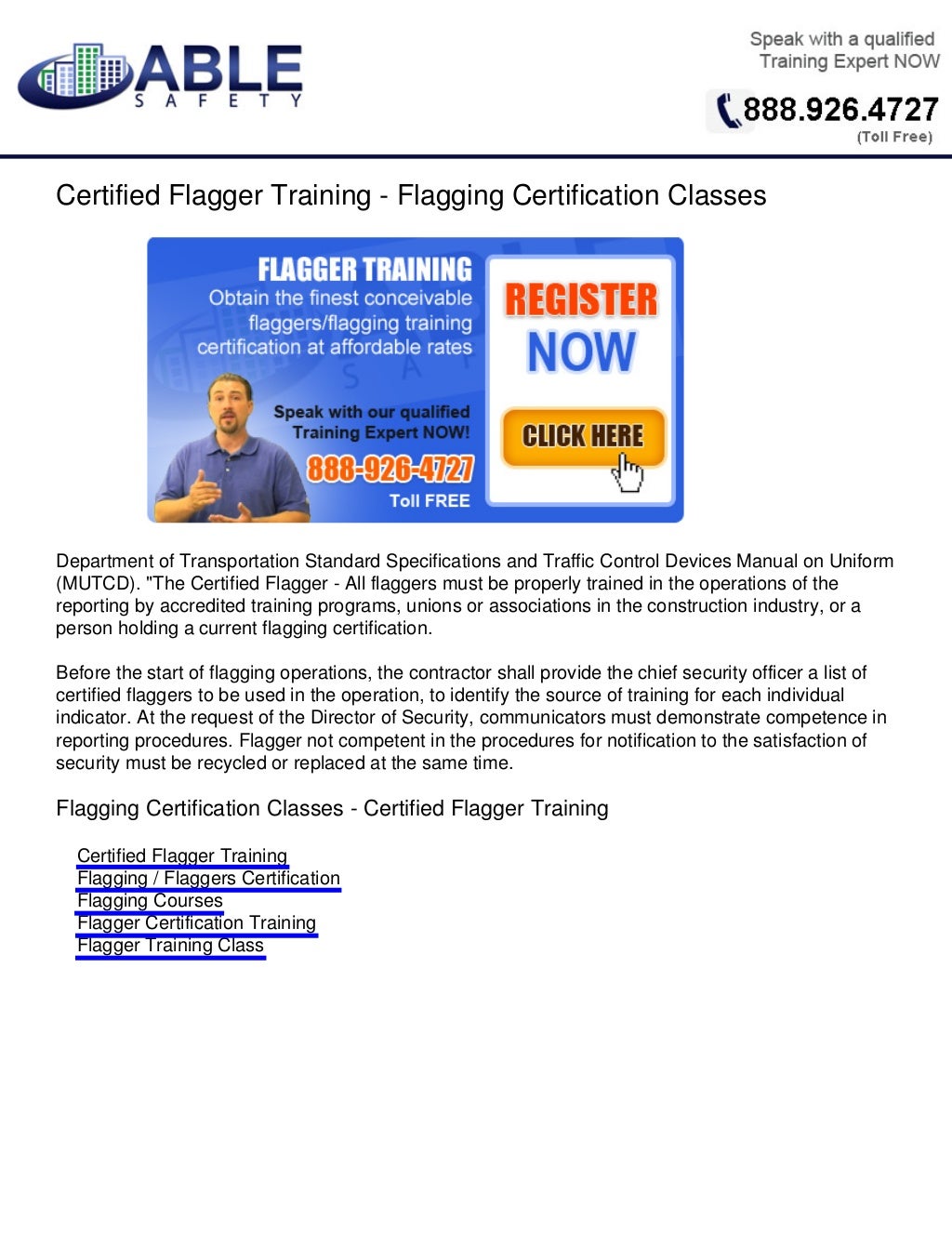 Certified Flagger Training / Flagging Certification Class