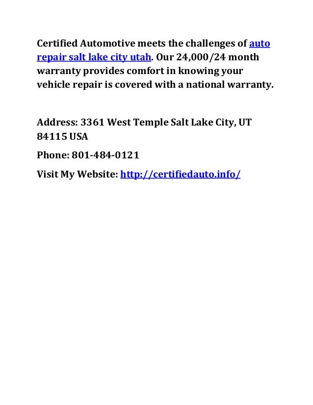 Certified automotive auto repair salt lake city utah
