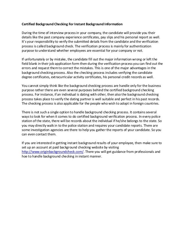 Certified Background Checking For Instant Background Information