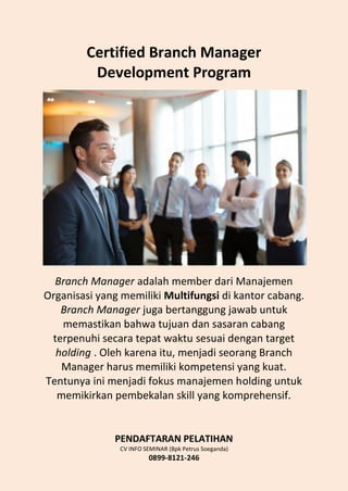 0899-8121-246 Certified Branch Manager Development Program | PDF