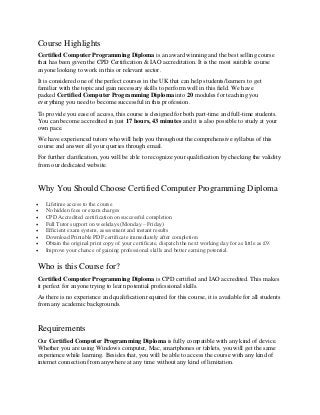 Certified computer programming diploma