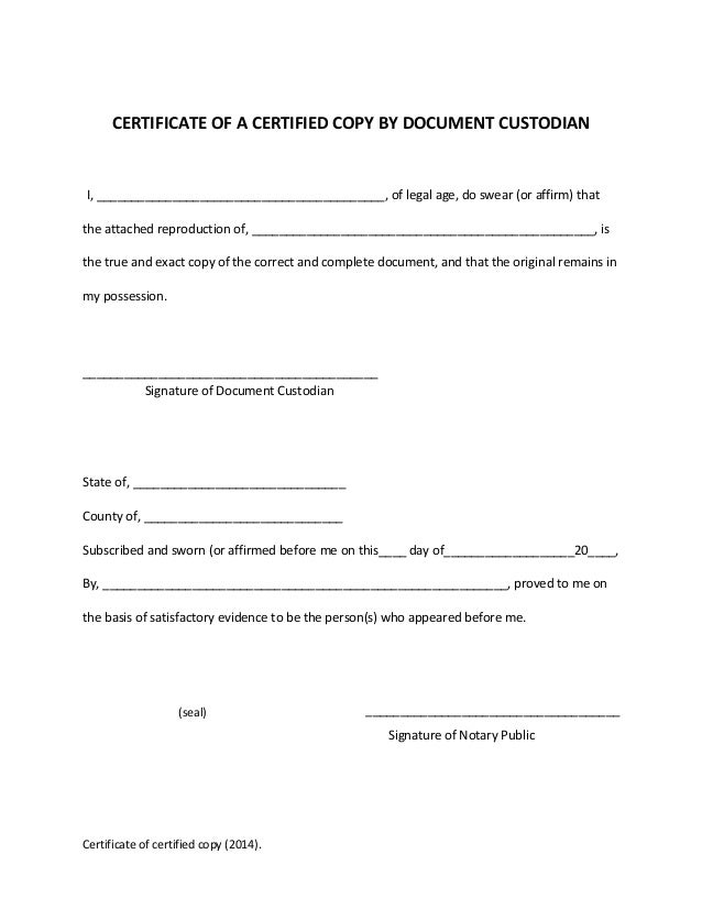 Certified Copy Acknowledgement Certified Copy Acknowledgement