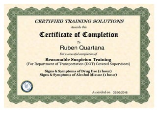 Certified d.o.t. supervisor