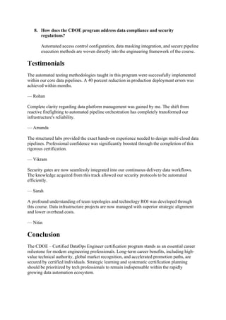 Certified DataOps Engineer Skills Checklist for Data Pipeline ...