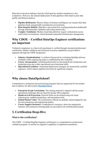 Certified DataOps Engineer Skills Checklist for Data Pipeline ...