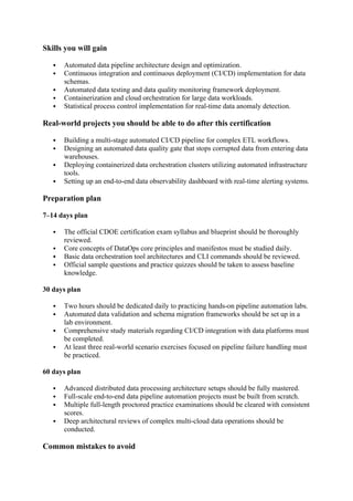 Certified DataOps Engineer Skills Checklist for Data Pipeline ...