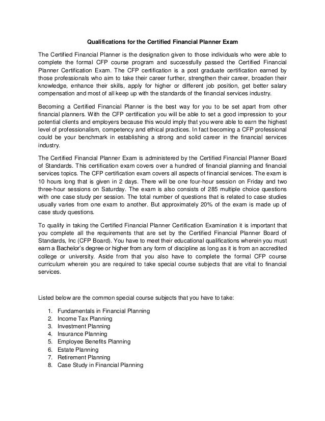 Certified financial planner exam