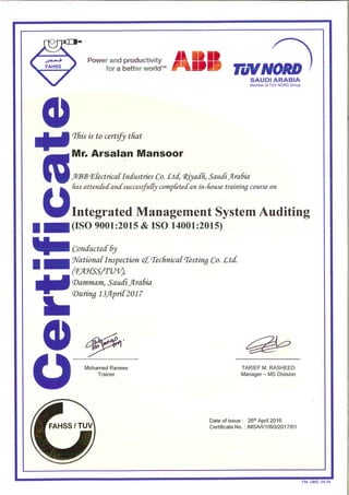 IMS Auditing (ISO 9001:2015 & 14001:2015)