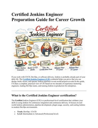 Certified Jenkins Engineer Preparation Guide for Career Growth | PDF