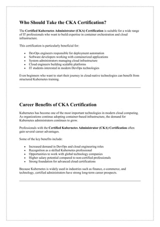 Certified Kubernetes Administrator (CKA) Certification Guide | PDF