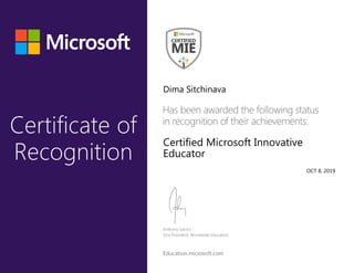 Dima Sitchinava
Certified Microsoft Innovative
Educator
OCT 8, 2019
 
