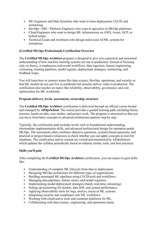 Certified MLOps Architect Training and Certification Guide for Modern ...