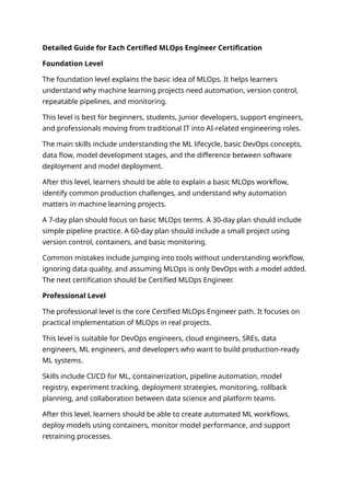Comprehensive Certified MLOps Engineer Guide for AI Teams | DOCX
