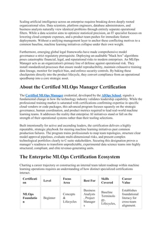 Certified MLOps Manager: Leading AI Teams, Governance, and ROI | PDF