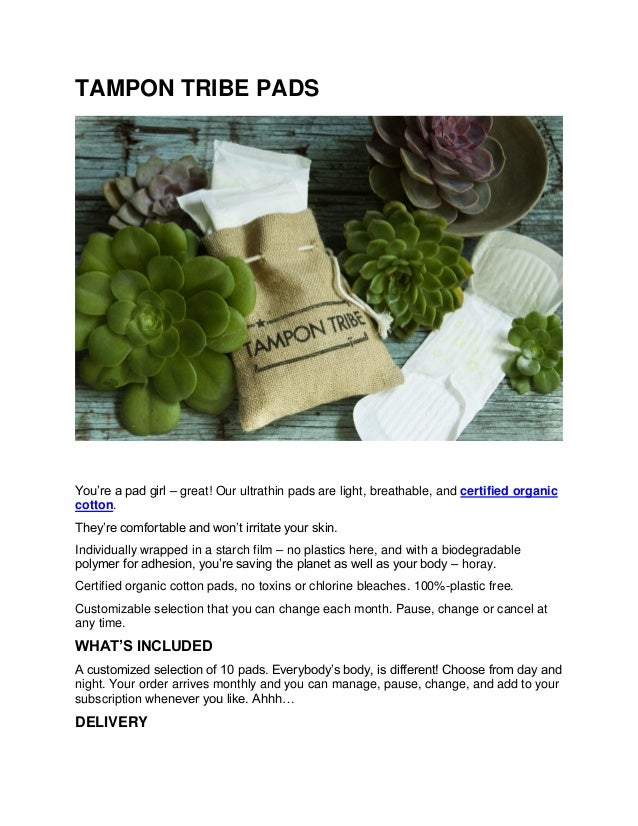 Certified organic cotton tampon