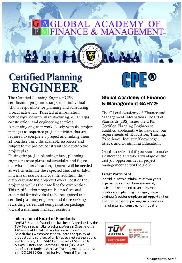 Certified Planning Engineer CPE