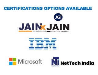 CERTIFICATIONS OPTIONS AVAILABLE
 