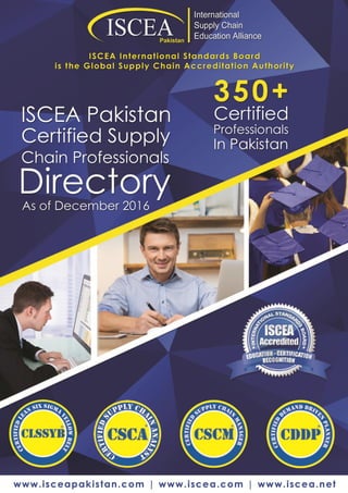 ISCEA Pakistan Certified Supply Chain Professionals Directory as of December 2016
