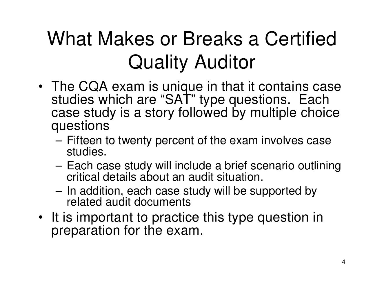 Certified Quality Auditor Certification Overview Certified Quality Auditor Certification Overview