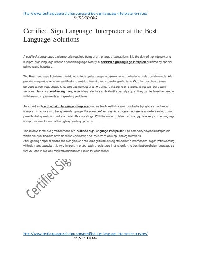 Certified sign language interpreter at the best language solutions