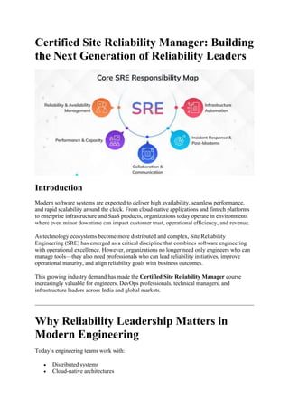 Certified Site Reliability Manager: Leadership in SRE and DevOps ...