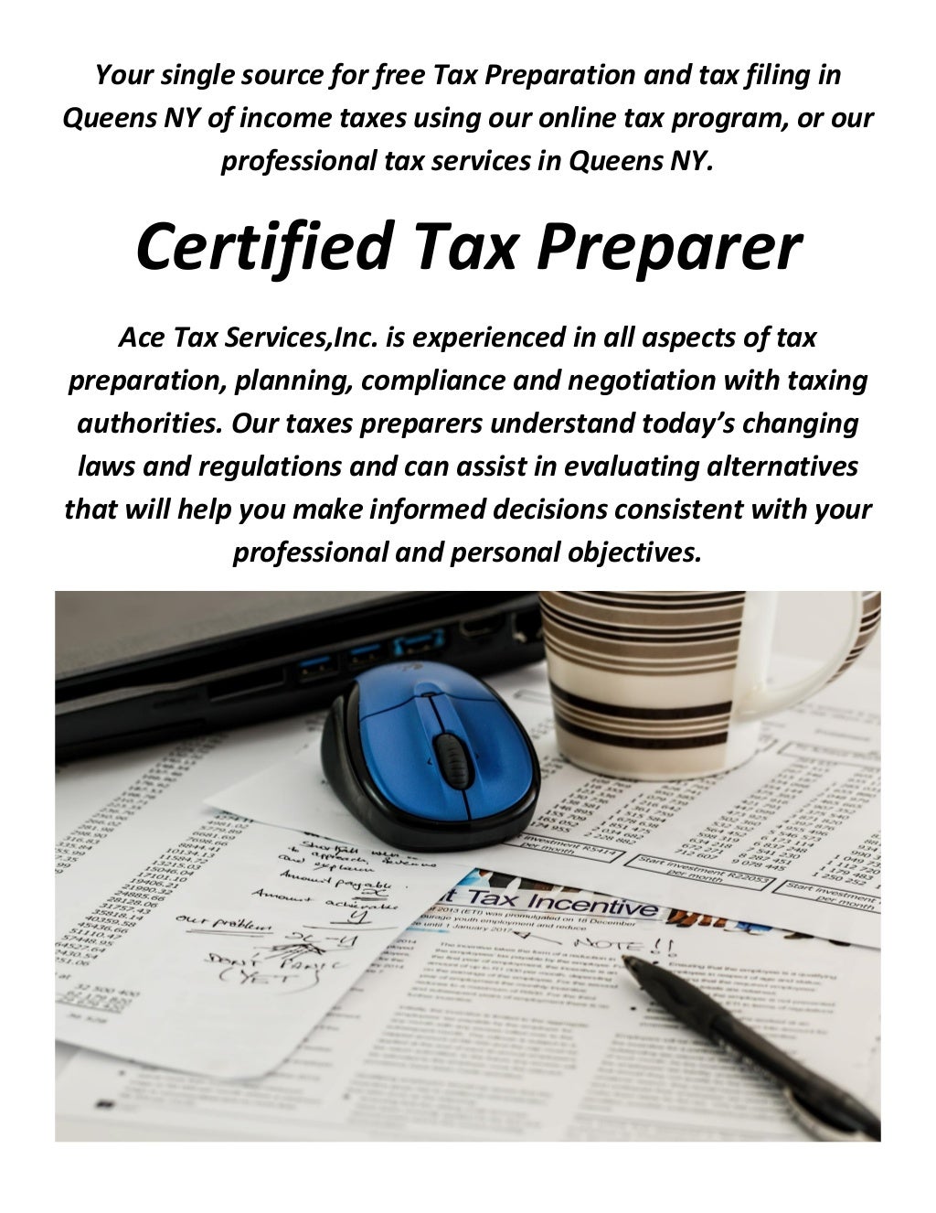 Ace Tax Services,Inc. Certified Tax Preparer