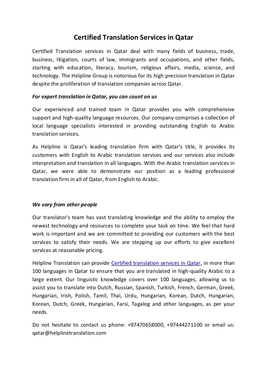 Certified Translation Services in Qatar