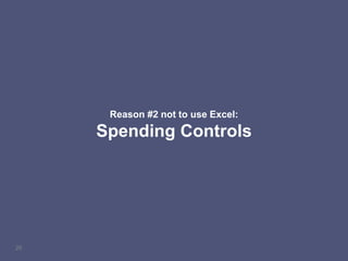 20
Reason #2 not to use Excel:
Spending Controls
 