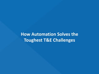 How Automation Solves the
Toughest T&E Challenges
 