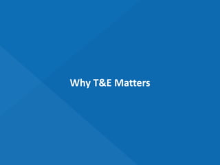 Why T&E Matters
 