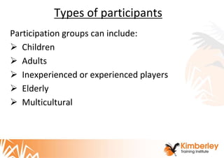 Delivering sport, fitness and recreation sessions | PPTX