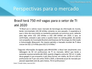 Perspectivas para o mercado

 