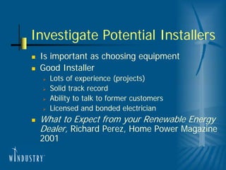 Planning a Small Wind Turbine Project